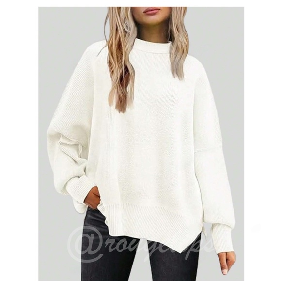 Off White Oversized Knit Sweater Drop Shoulder - Picture 4 of 6